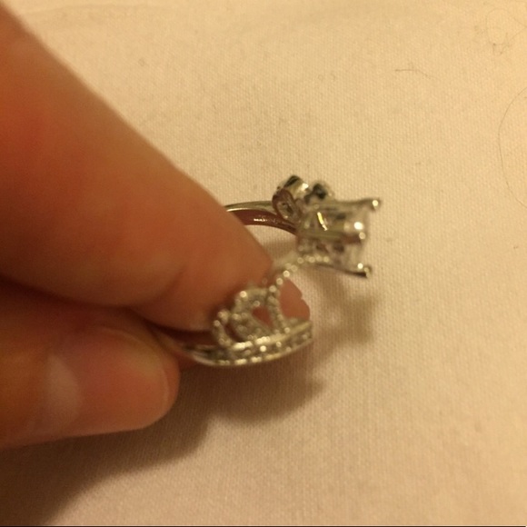 Ring Set Silver Crown and Heart w/ CZ stones - Picture 5 of 8